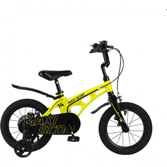 Велосипед 2-х колесный детский MAXISCOO "COSMIC" (2022), Стандарт Плюс, 14", желтый