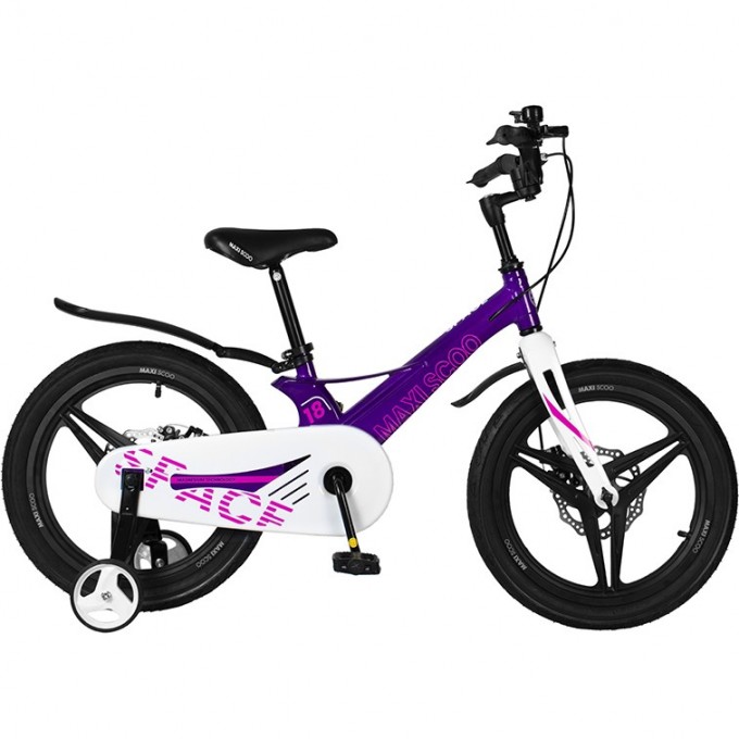 Велосипед 2-х колесный детский MAXISCOO "SPACE" (2022), Делюкс, 18", фиолетовый MSC-S1815D