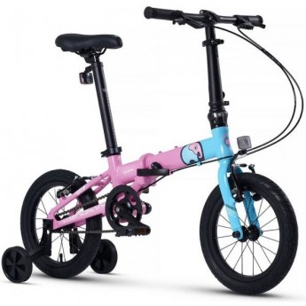 Велосипед детский складной MAXISCOO "S007" PRO 14'' Розовый с Синим (2024)